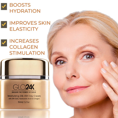 Moisturizing 24k AM Day Cream -with 24k Gold, Hyaluronic Acid & Collagen