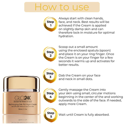 Recharging 24k PM Night Cream with 24k Gold, Retinol & Hyaluronic Acid