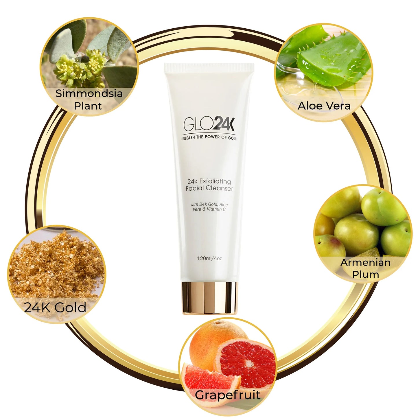 24k Exfoliating Facial Cleanser with 24k Gold, Aloe Vera & Vitamin C