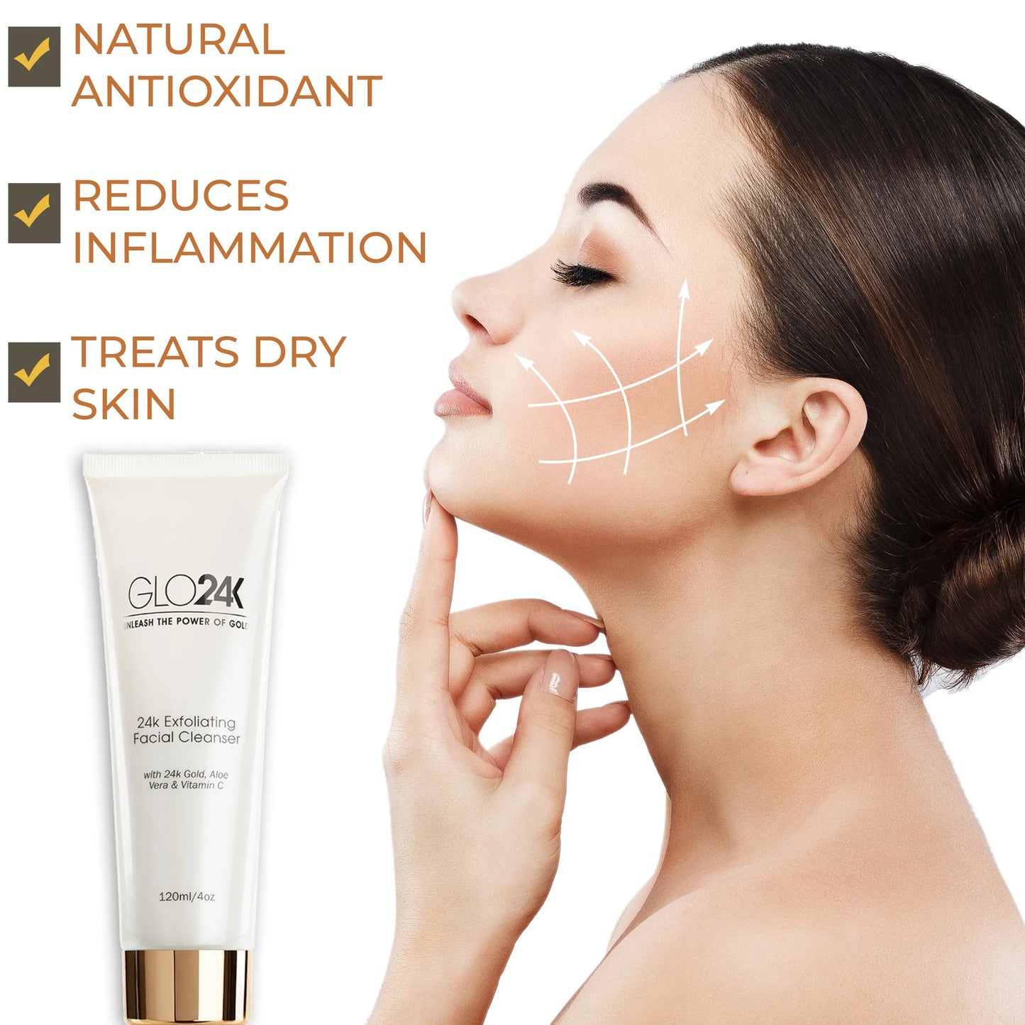 24k Exfoliating Facial Cleanser with 24k Gold, Aloe Vera & Vitamin C