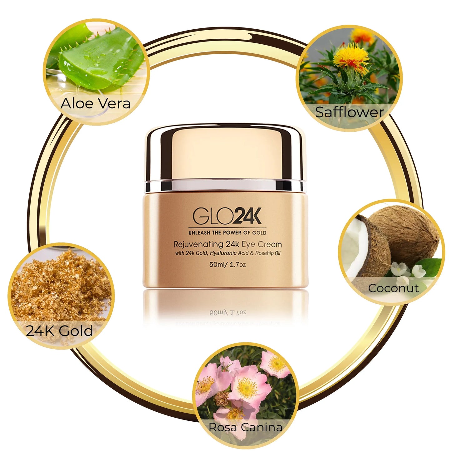 Rejuvenating 24k Eye Cream-with 24k Gold, Hyaluronic Acid & Rosehip Oil