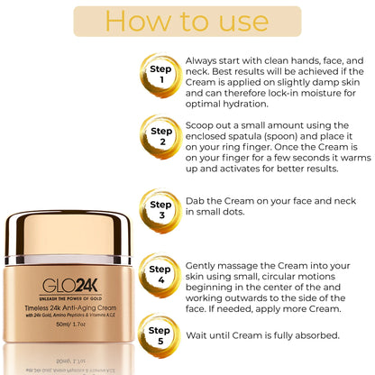 Timeless 24k Anti-Aging Cream with 24k Gold, Amino Peptides & Vitamins A, C, E