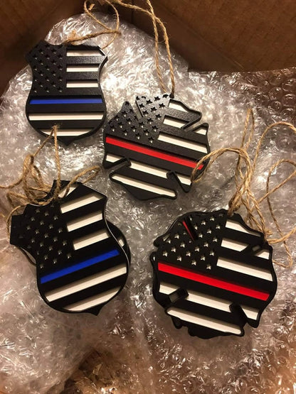 Wooden Fire Fighter Badge Ornament