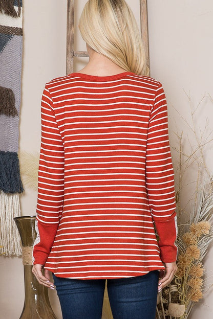 Front Twist Sweater Stripe Knit Top