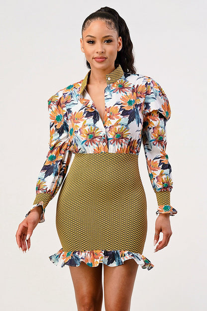 SALE Tropical Elegance Mini Dress