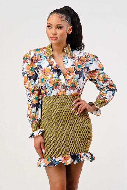 SALE Tropical Elegance Mini Dress