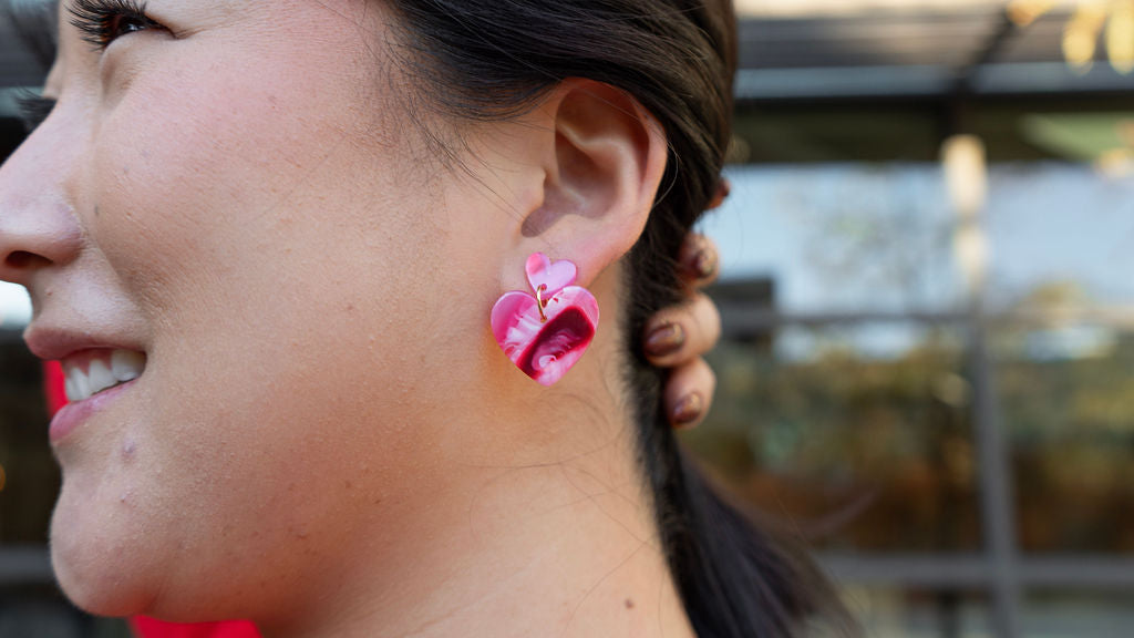 Darling Heart Earrings - Strawberry Fizz