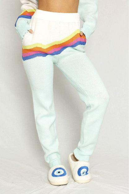 Retro stripe knit joggers