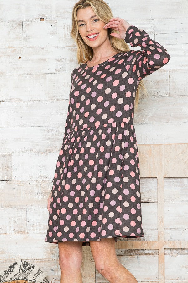 Cross Back Polka Dot Dress with Pockets