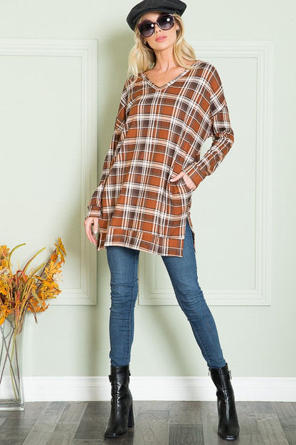 V Neck Sweater Tunic w/ Pockets