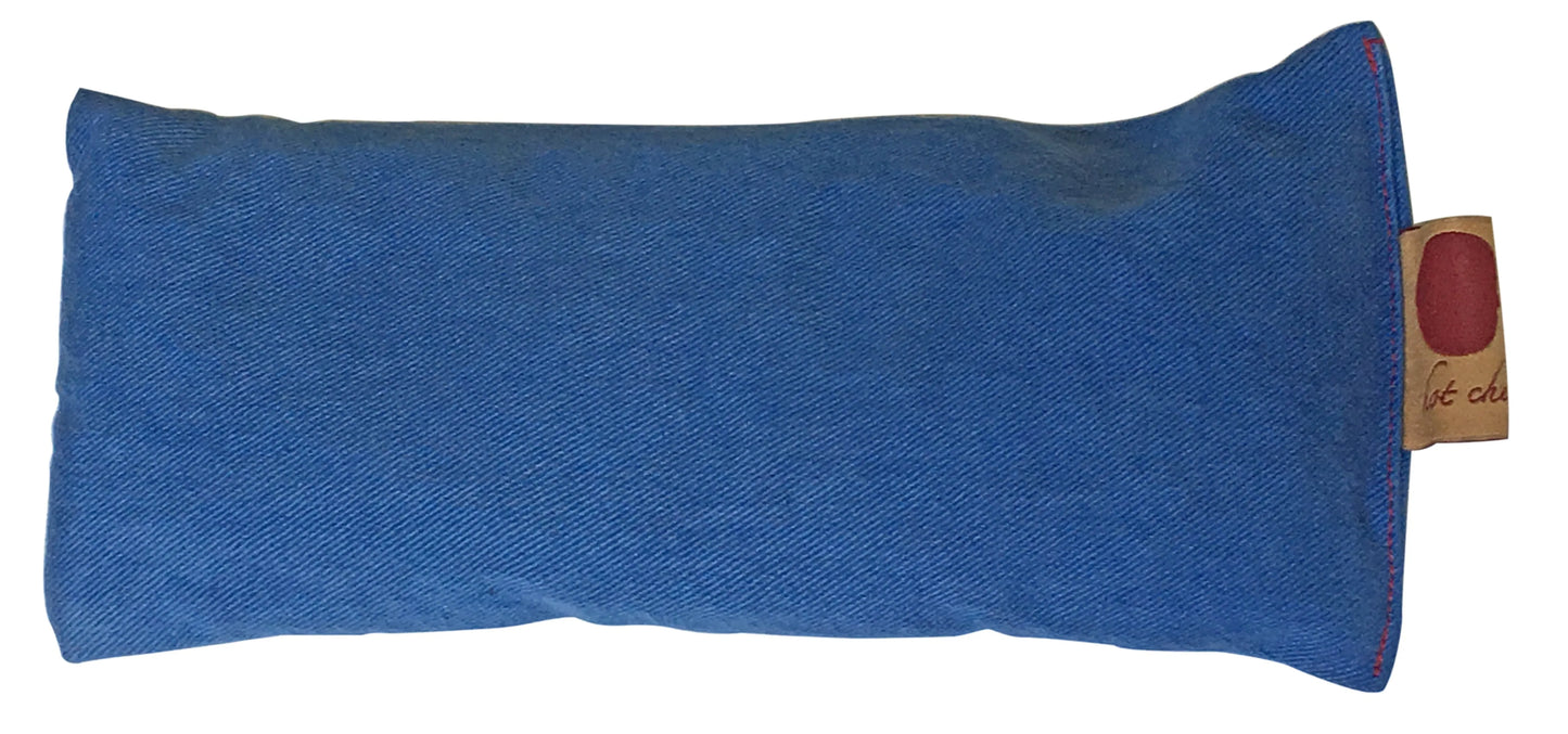 Cherry Ice Blue Denim Eye Pillow in Zip-close Freezer Bag