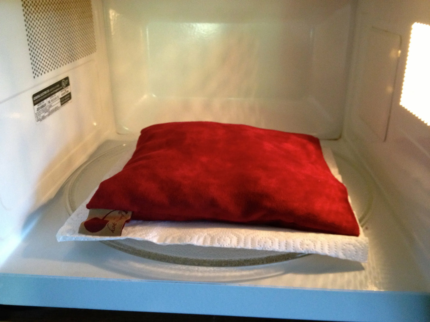 Hot Cherry Red Ultra Suede Square Pillow in pie box