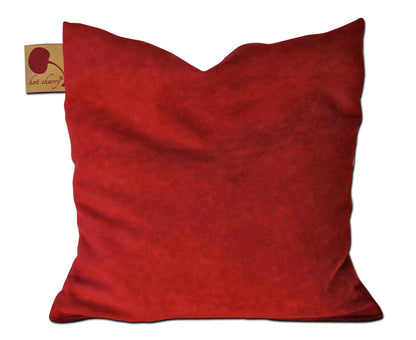 Hot Cherry Red Ultra Suede Square Pillow in pie box