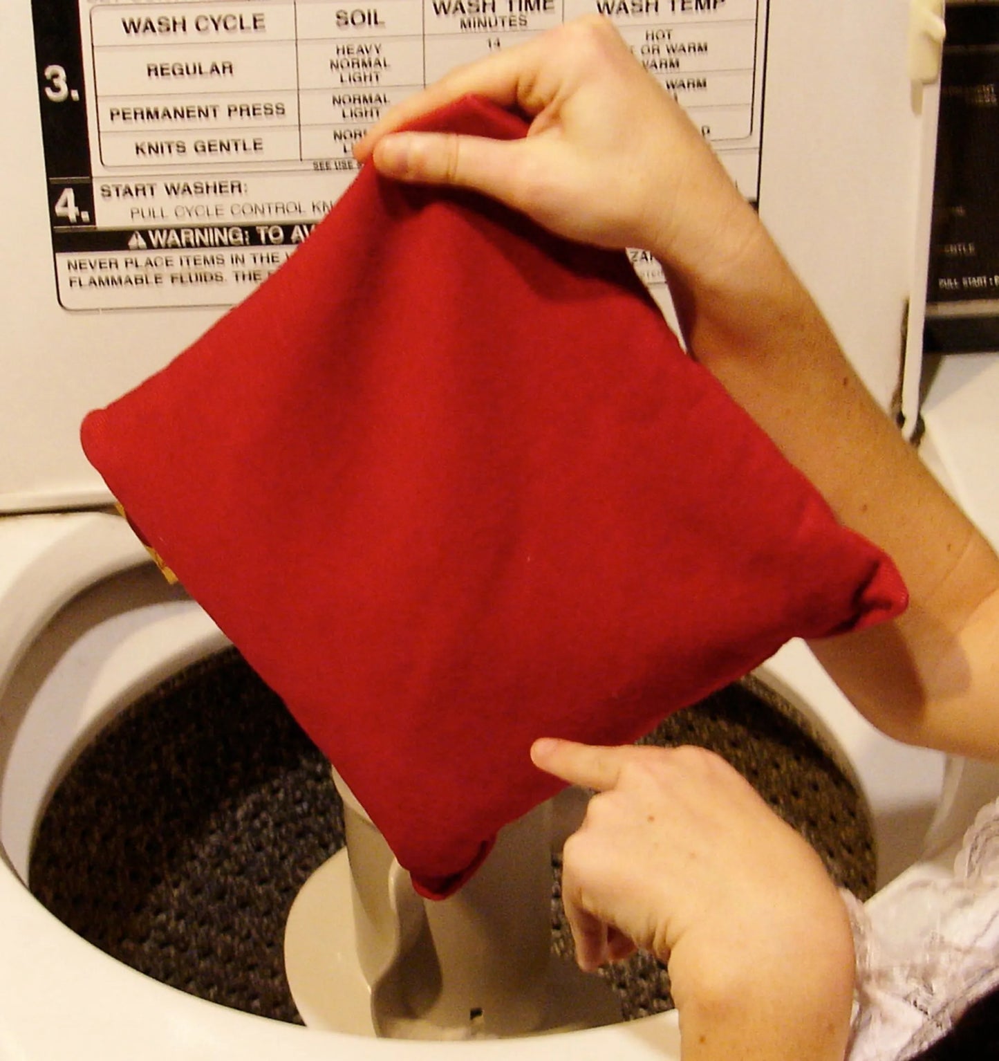 Hot Cherry Red Ultra Suede Square Pillow in pie box
