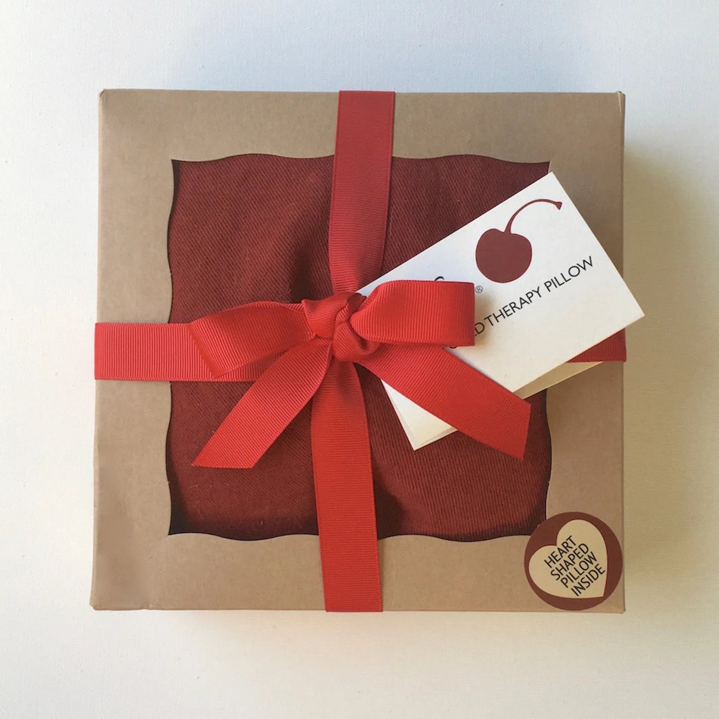 Heart-Shaped Hot Cherry Pillow in pie box