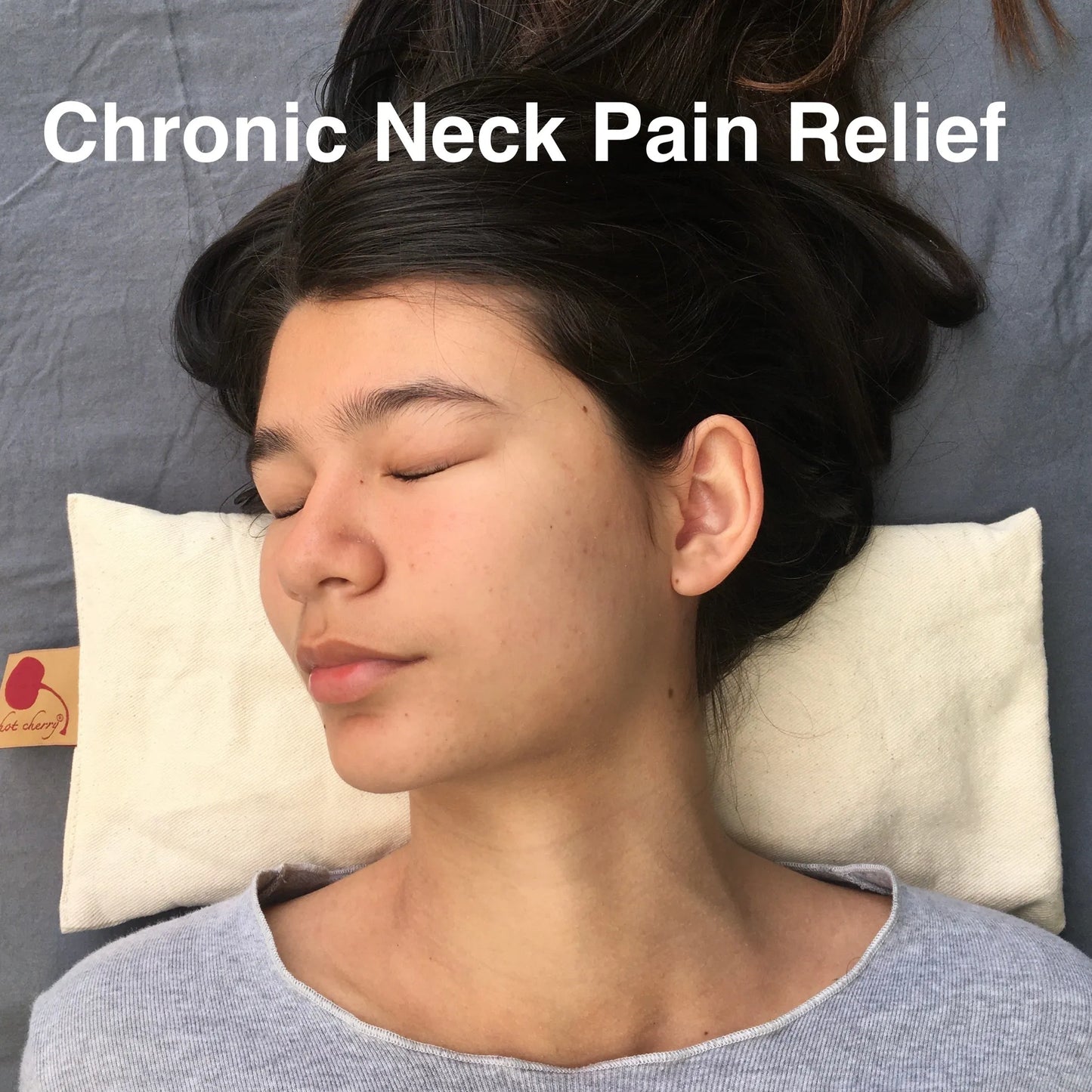Hot Cherry Cervical/Rectangle Neck Pillow in Unbleached, Pre-washed, with Cherry Blossom Pillowcase