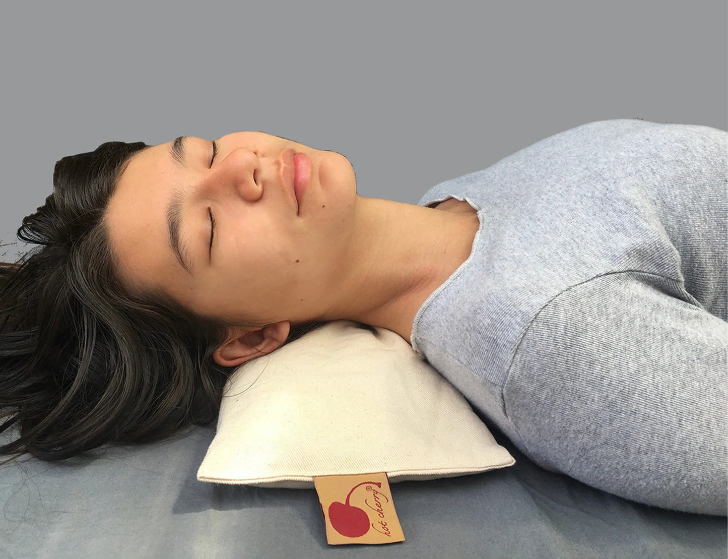 Hot Cherry Cervical/Rectangle Neck Pillow in Unbleached, Pre-washed, with Cherry Blossom Pillowcase