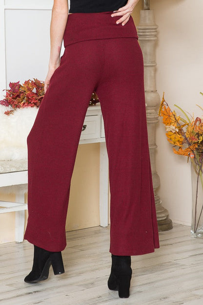 Rib Brush Wide Leg Pants with Pockets