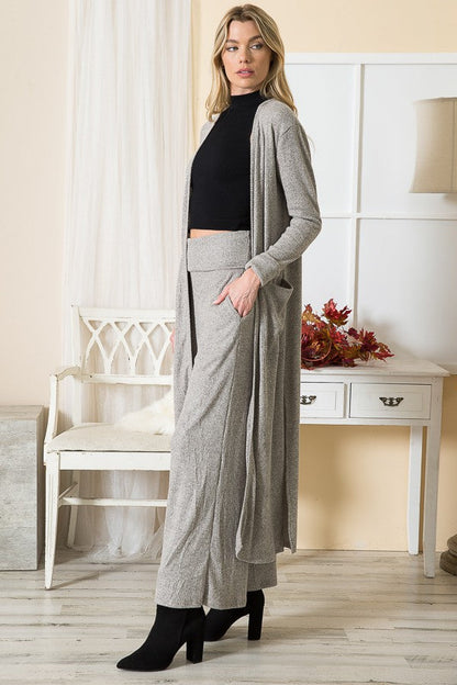 Rib Brush Wide Leg Pants with Pockets