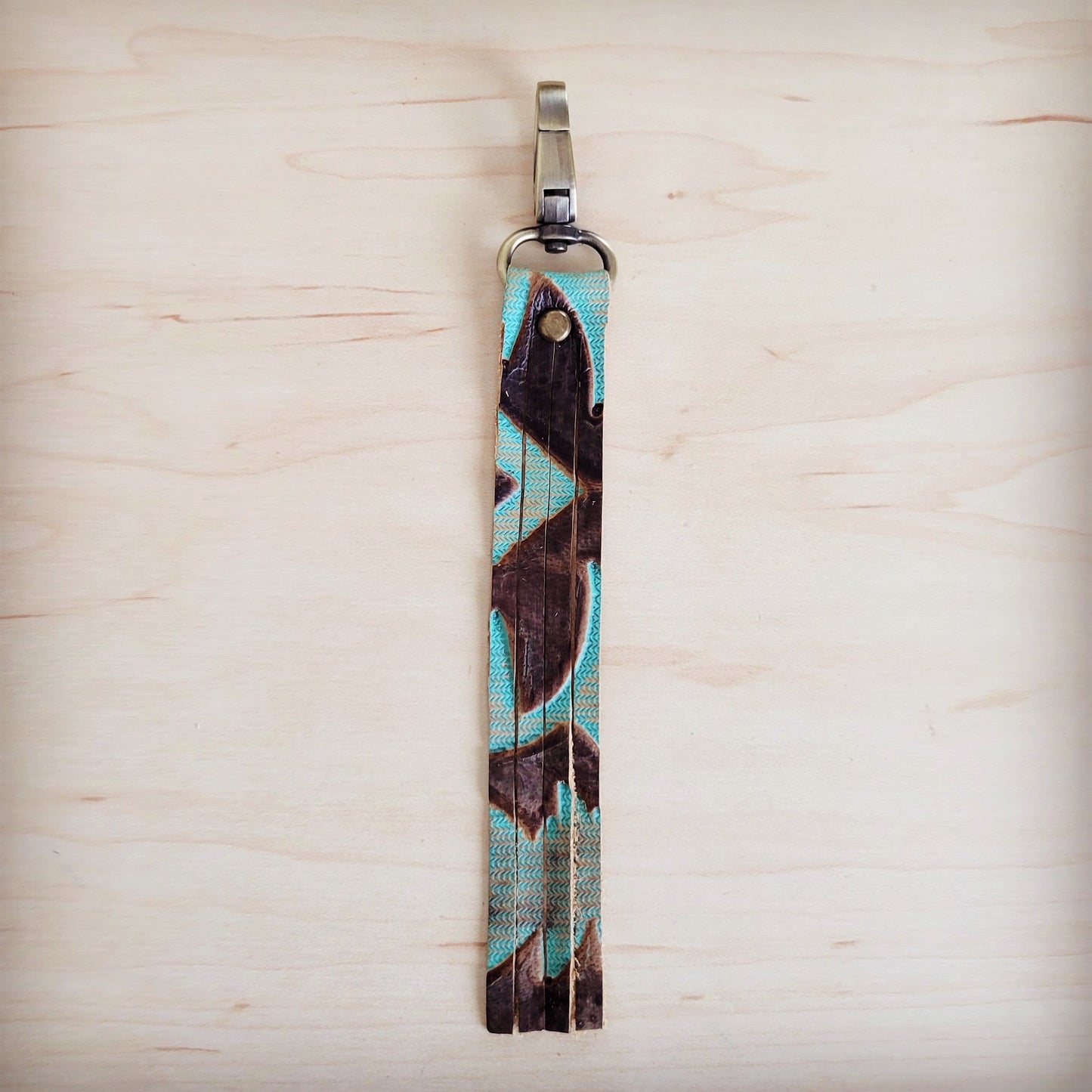 Turquoise Laredo Genuine Leather Key Clain/ Purse Clip 703p