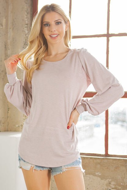 Back Patch Bell Sleeve Jersey Top-