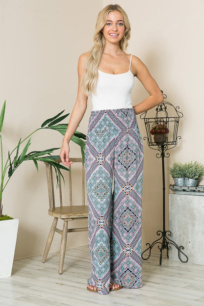 Tribal Print Wide Leg Pants