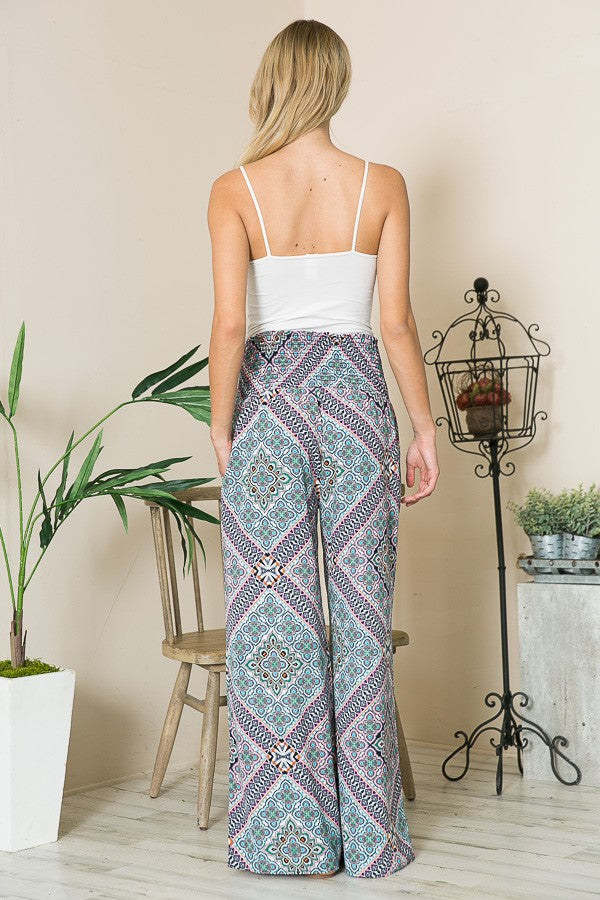 Tribal Print Wide Leg Pants