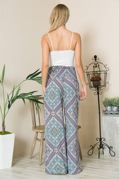 Tribal Print Wide Leg Pants