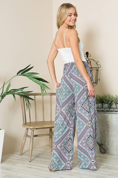 Tribal Print Wide Leg Pants