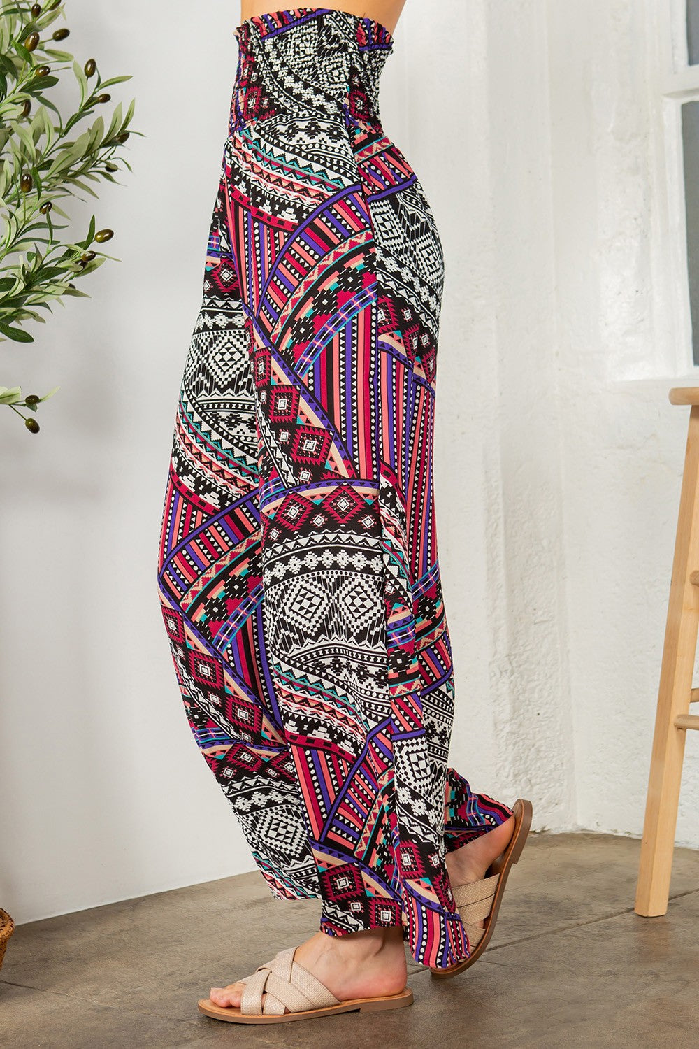 Tribal Print Wide Leg Pants