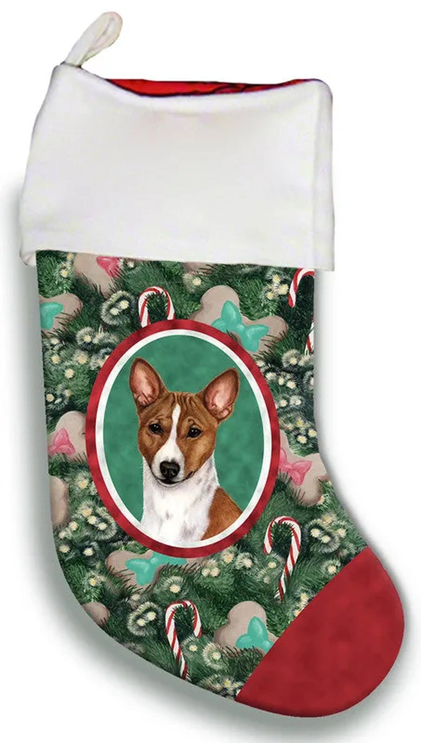 Basenji Red and White  - Best of Breed Christmas Stocking