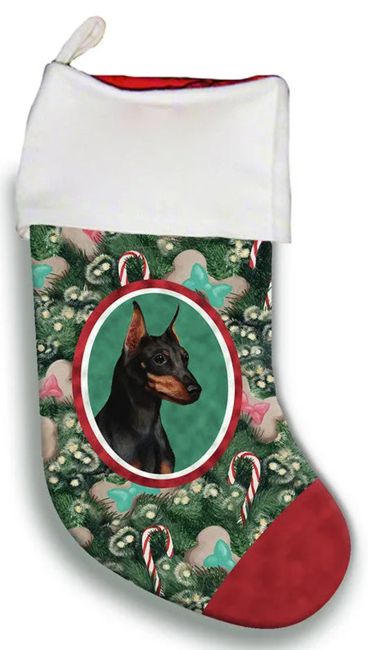 Miniature Pincsher  Black/Tan Cropped- Best of Breed Christmas Stocking
