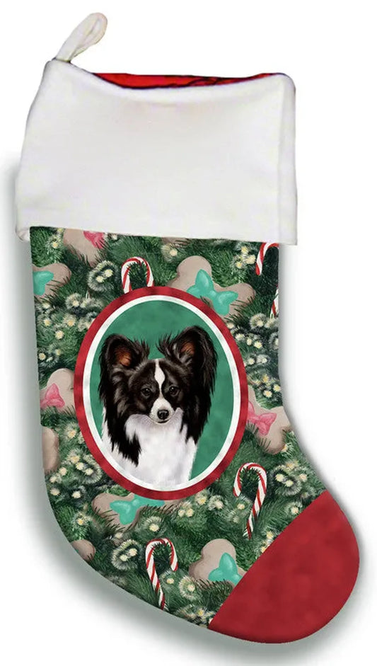 Papillion Black/White- Best of Breed Christmas Stocking