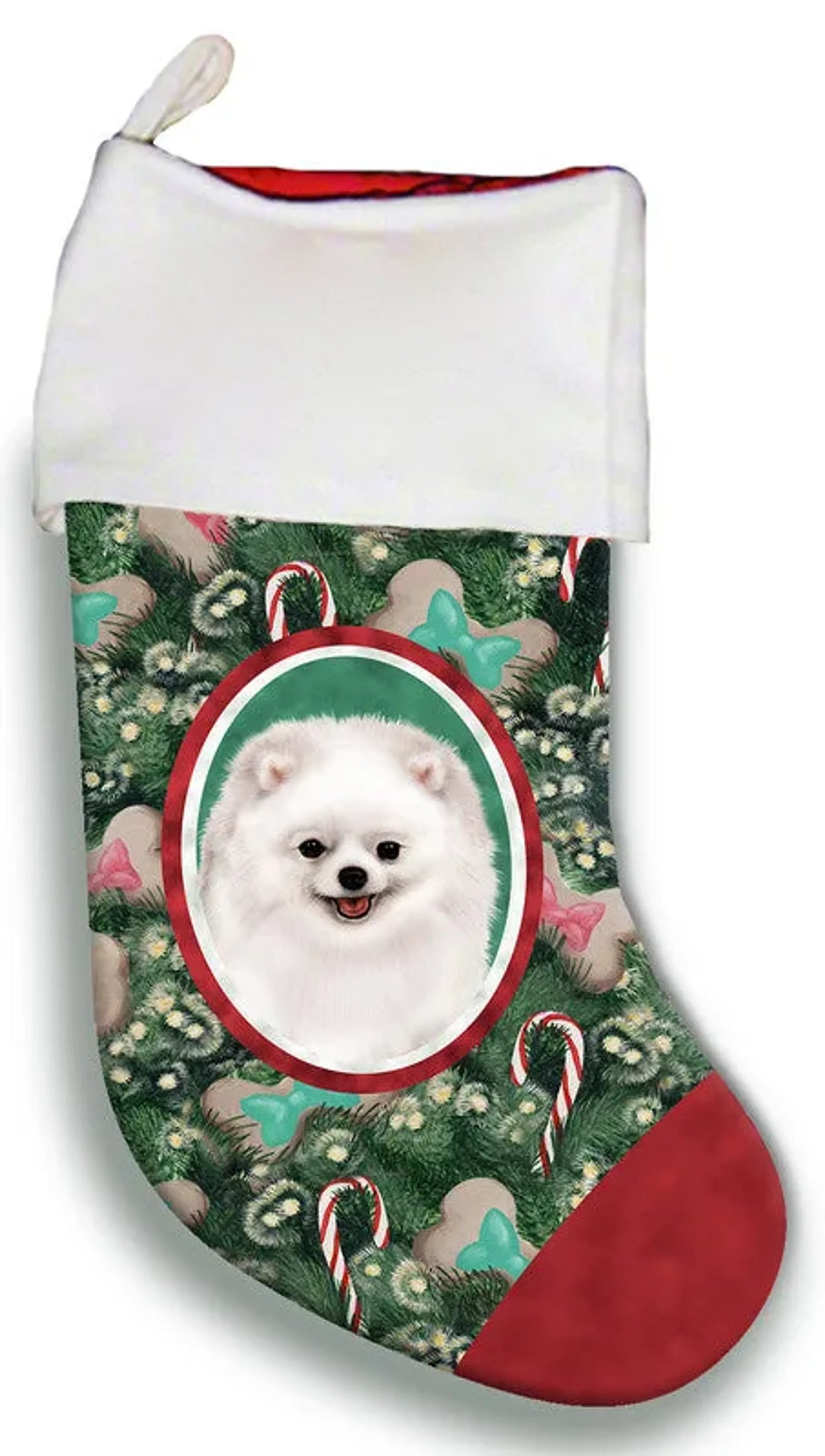 Pomeranian White- Best of Breed Christmas Stocking