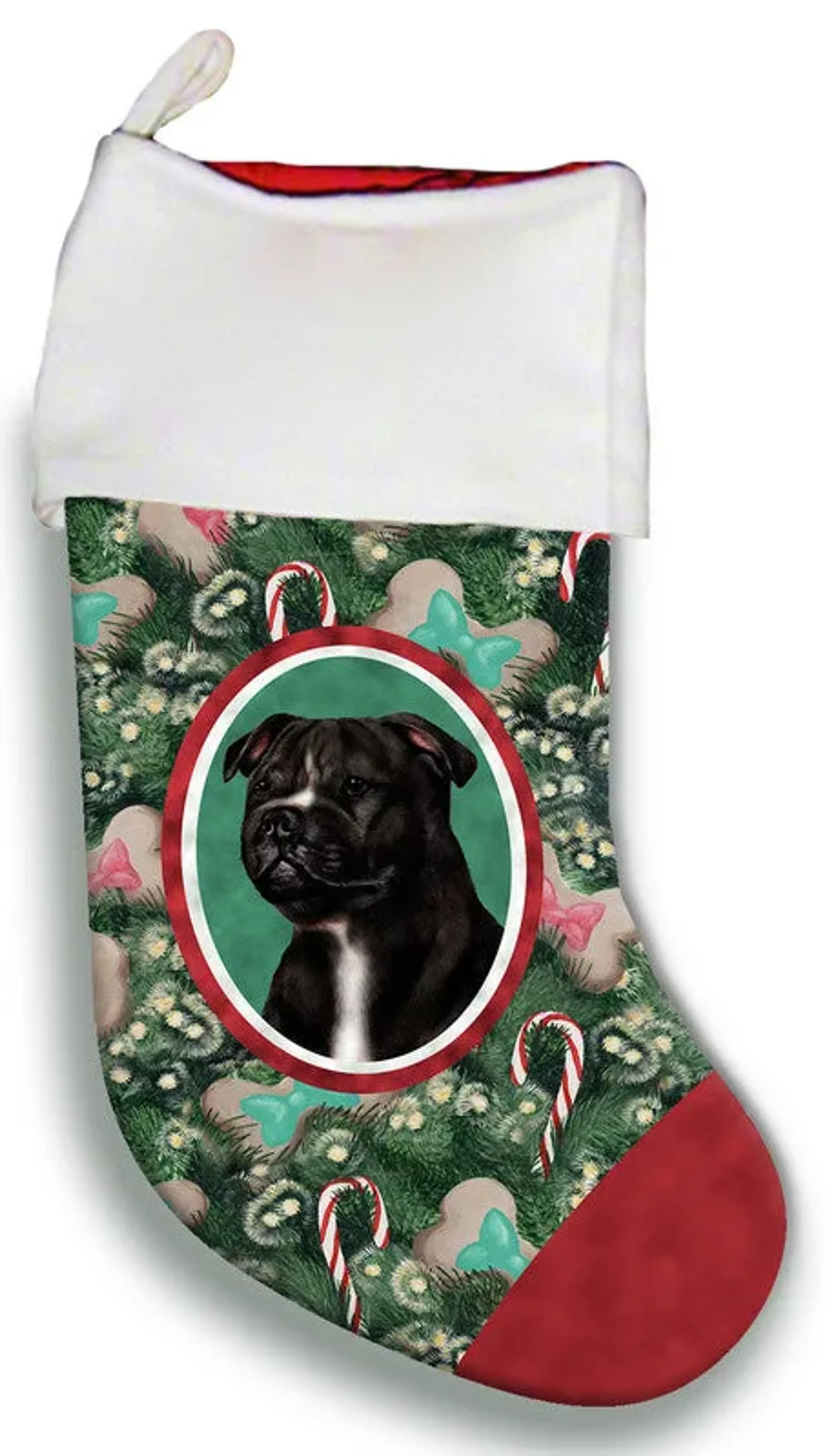 Staffordshire Bull Terrier Black/White- Best of Breed Christmas Stocking