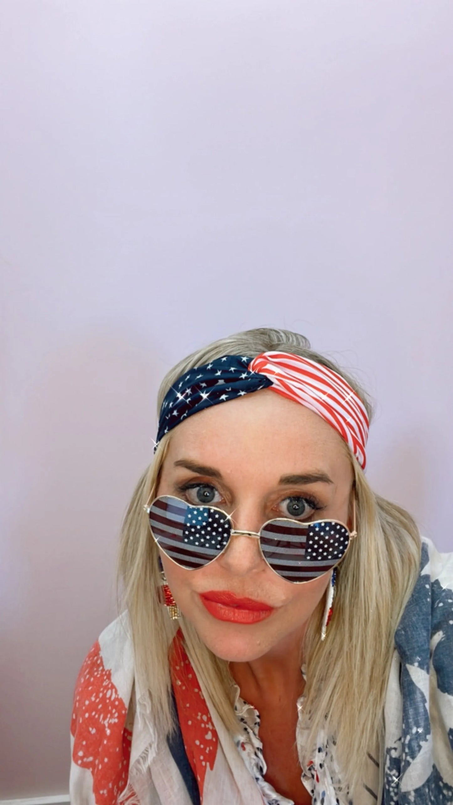 American Flag Beaded Pouch with Hearts