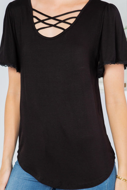 Front Detail Flutter Sleeve Knit Top-3 Colors