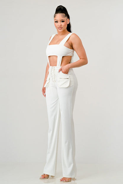 classic white cut out matching set