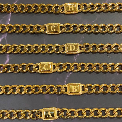 Uptown Cuban Chain Initial Bracelet