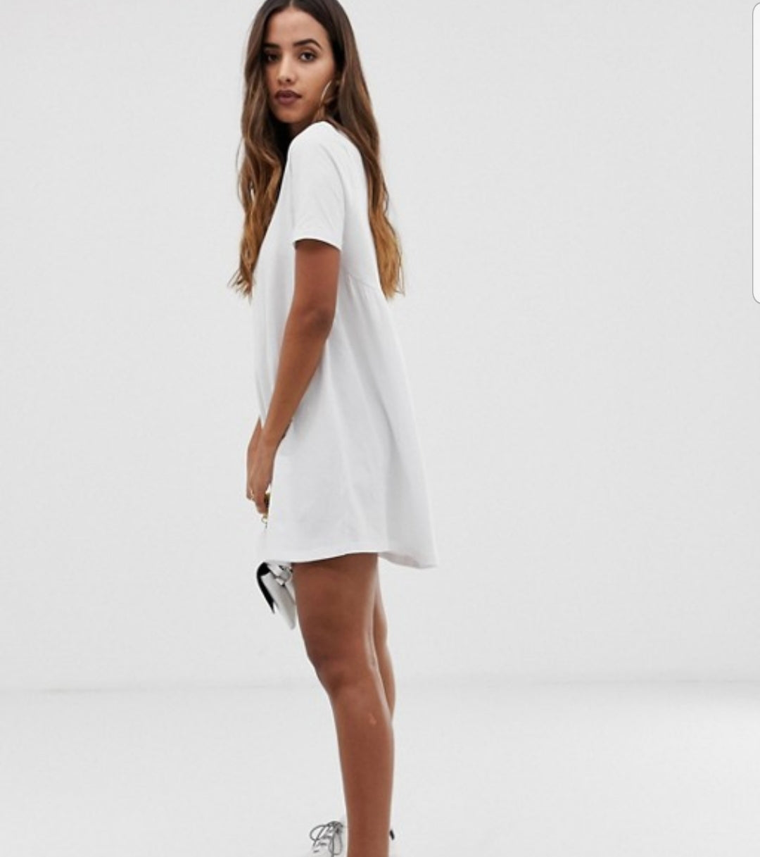 Jersey Dress white with Pockets