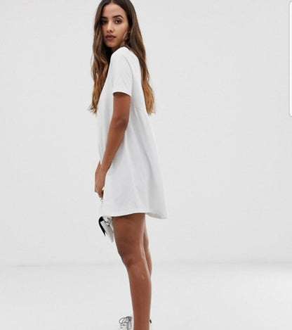 Jersey Dress white with Pockets