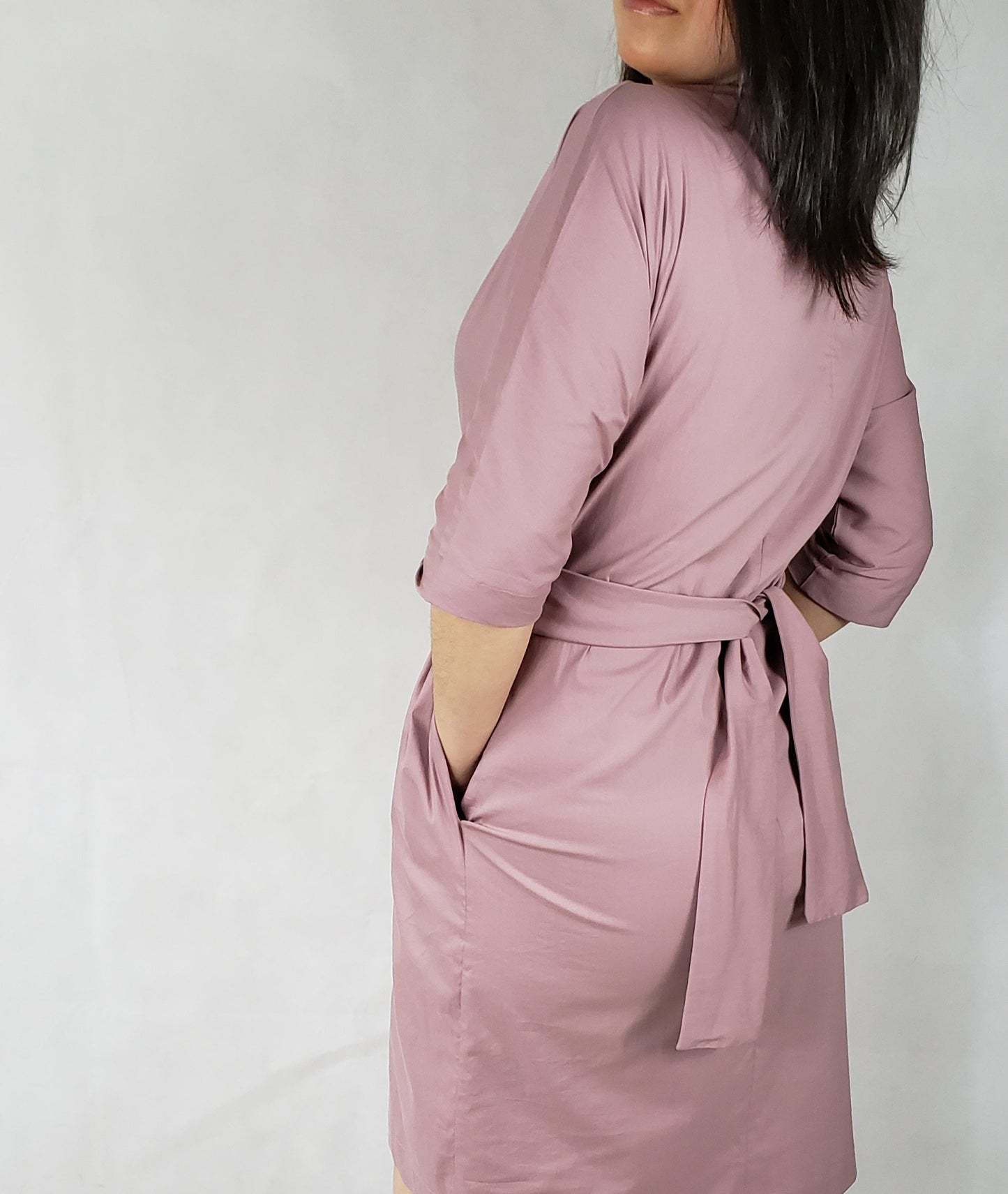 White Dress jacket 3/4 sleeve ties in front with pockets Premium Quality