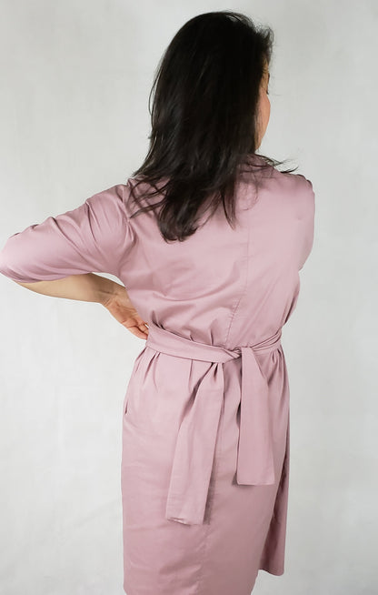 White Dress jacket 3/4 sleeve ties in front with pockets Premium Quality