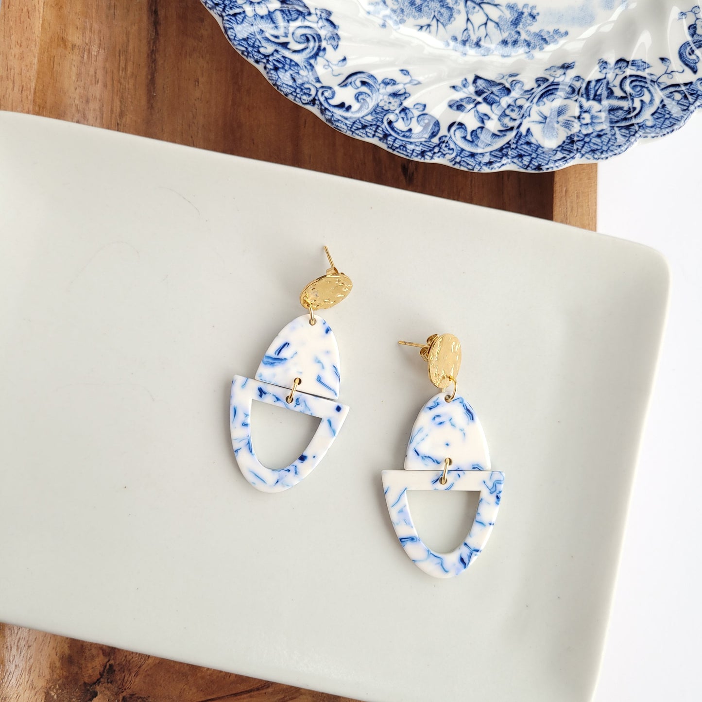 Athena Earrings- Greek Goddess Blue