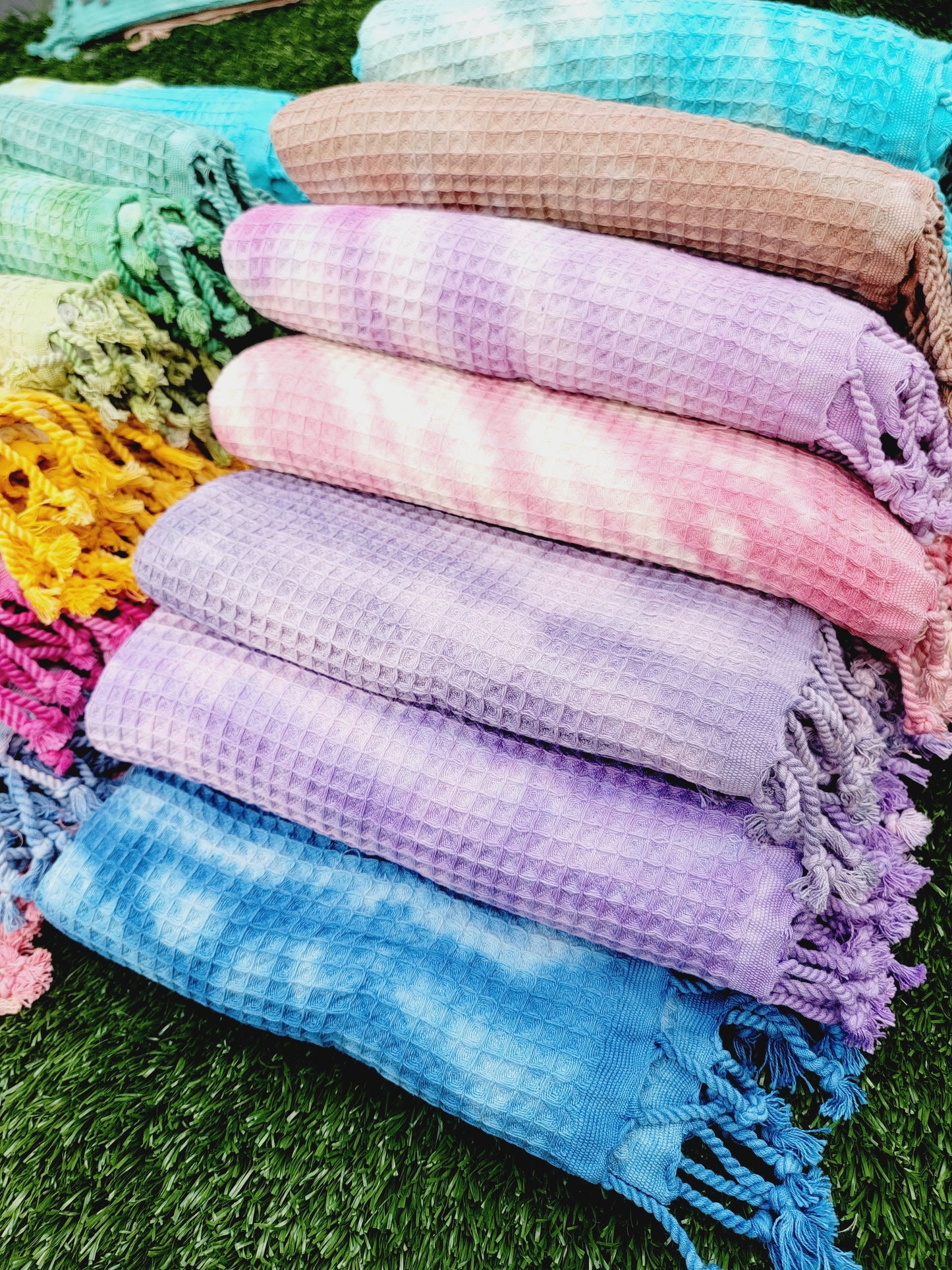 Bath Towel, Waffle Towel, Turkish Beach Towel, Handmade Tie dye