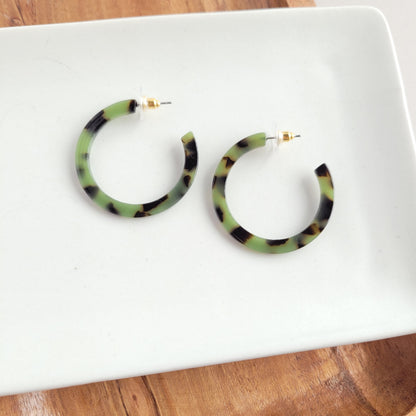 Camy Hoops - Olive Tortoise