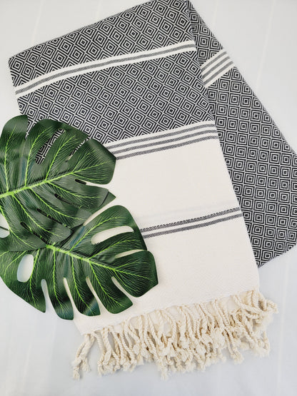 Bath / Beach Turkish Towels-Easy Carry Quick Dry Thin Towel-Black