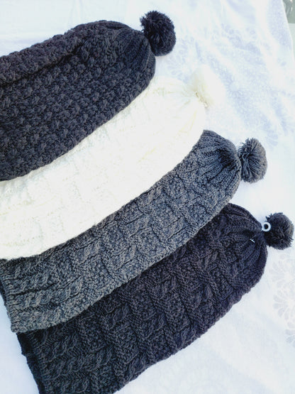 Beanie, Long Winter Hat with Ponpon