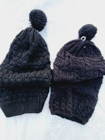 Beanie, Long Winter Hat with Ponpon