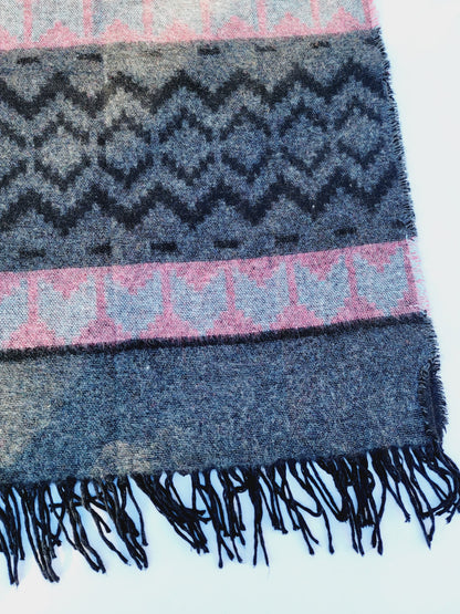 Scarf, Shawl, Extra Soft Unisex Head Cover - Gray/Blush